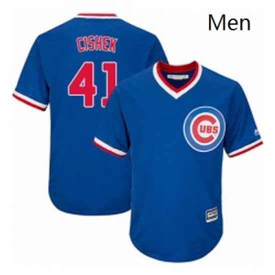 Mens Majestic Chicago Cubs 41 Steve Cishek Replica Royal Blue Cooperstown Cool Base MLB Jersey